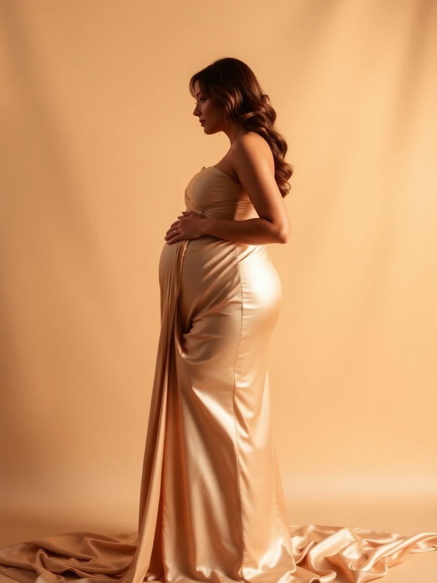 Champagne silk maternity portrait
