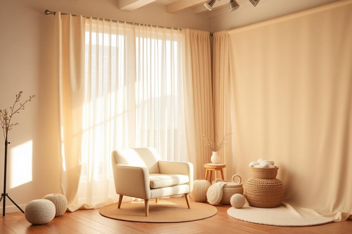 Warm beige photography studio interior